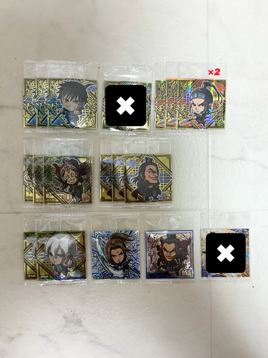 pkmscl's tweet photo. 譲:画像1枚目

求:画像2枚目
　 KR蒙恬 > GR桓騎 > 上記以外

・比率違い可
・郵送
可能な方お気軽にお声がけください！！

キングダム ウエハース 交換 蒙恬 桓騎 王翦 https://t.co/x7zuY5eLOV