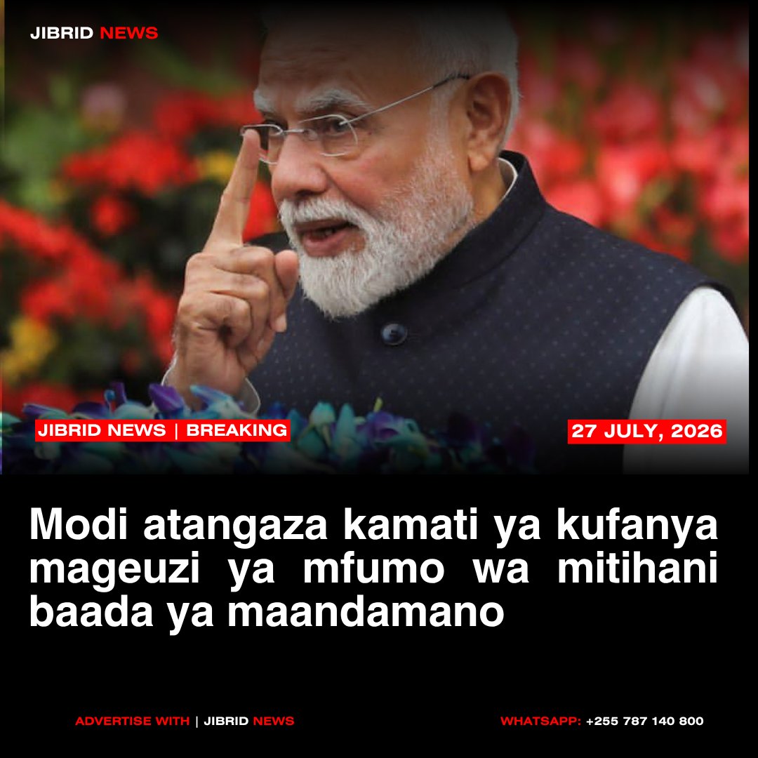 JibridNews's tweet photo. PM wa India, Narendra Modi, ametangaza kuundwa kwa kamati maalumu itakayopitia na kufanya mageuzi katika mfumo wa mitihani nchini, kufuatia maandamano makubwa ya wanafunzi yaliyodumu kwa wiki kadhaa.
Source: Reuters

#BreakingNews #JibridNews #India #NarendraModi #Education https://t.co/EU2wxb2JMW