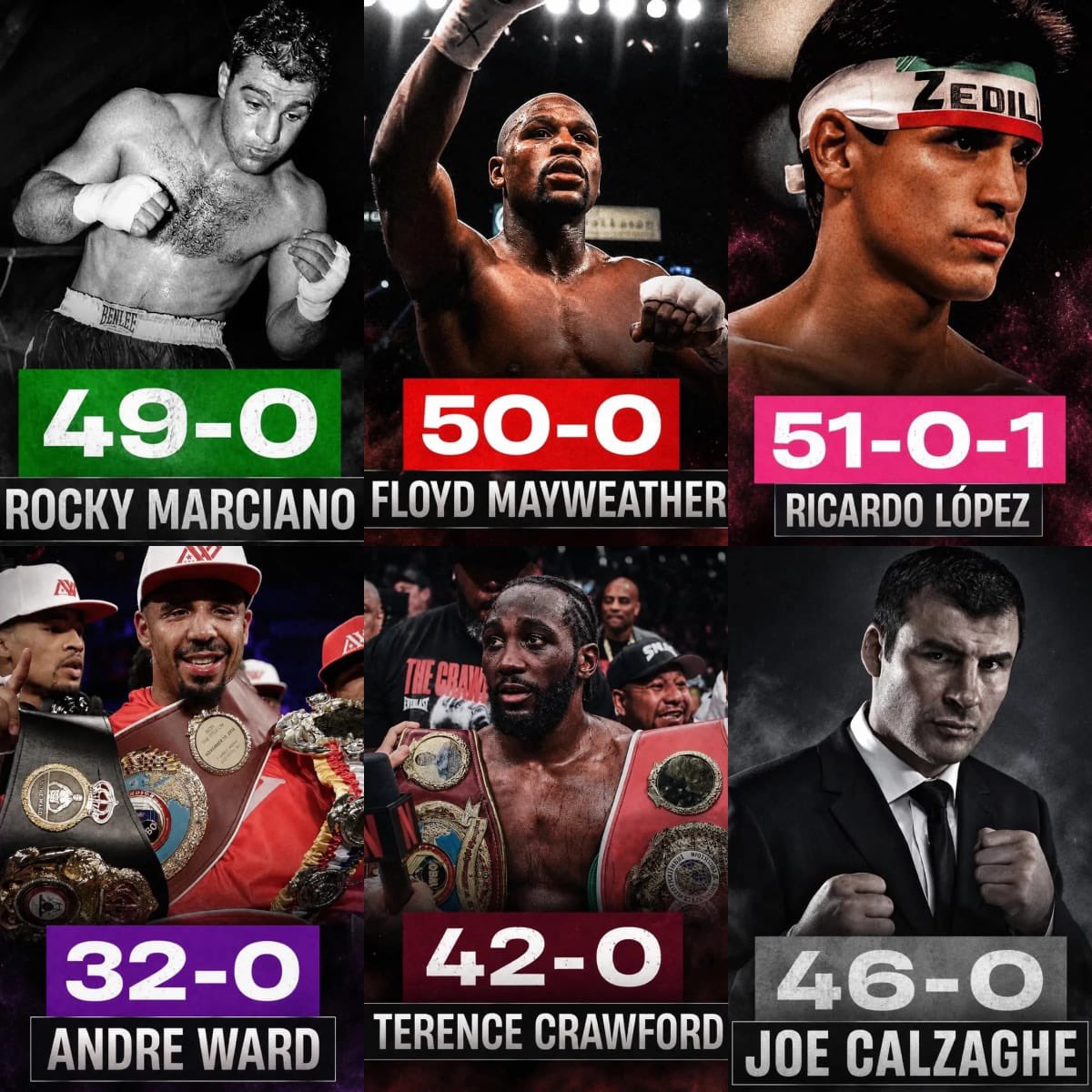 combatsporrt's tweet photo. The only boxers who retired undefeated 🥊 https://t.co/Erz96lLFPR