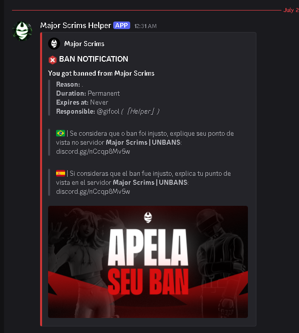 dduckyt's tweet photo. Até onde o ego chega na comunidade do fortnite. Recentemente 2 staffs na Build, como vocês bem conhecem foram banidos sem ferir nenhuma regra, acabaram de me banir no servidor open e de appels. Eu não sei o que passa na cabeça dos staffs, porém estou desapontado. @MajorScrims_ ++ https://t.co/euh6JysLhk