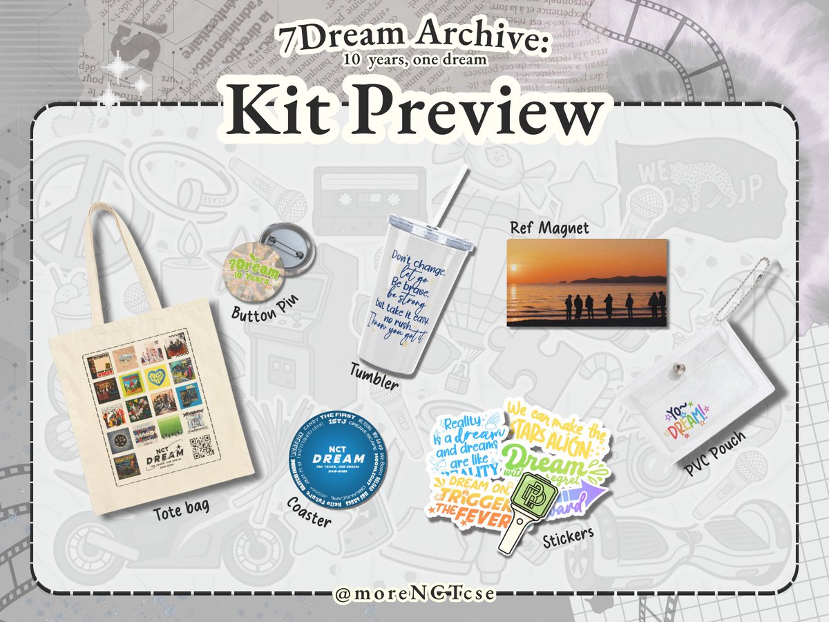 moreNCTcse's tweet photo. Here’s everything included in the event kit 🎁
We can’t wait for you to receive it in person 🫶🏻
#7DREAMArchive https://t.co/WMhzz2SpsH