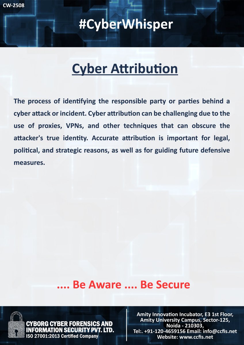 ccfis's tweet photo. #CyberWhisper #CyberSecurity #CyberAttribution https://t.co/npezyZfN16