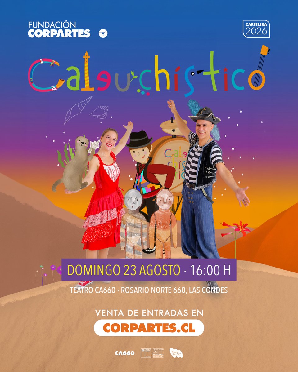 CorpArtes's tweet photo. ¡UN CONCIERTO ÚNICO!😍
En el marco del #DíaDelNiño, ven a descubrir a personajes icónicos como la Pincoya, las Momias Chinchorro, los chinchineros ¡y muchos más!

🌈Aplica el código: FAMILIA
🎟️Y obtén un 25% de descuento en tus entradas: https://t.co/Pg90CExBGy

#Concierto #Chile https://t.co/wmJ9dWT2E9