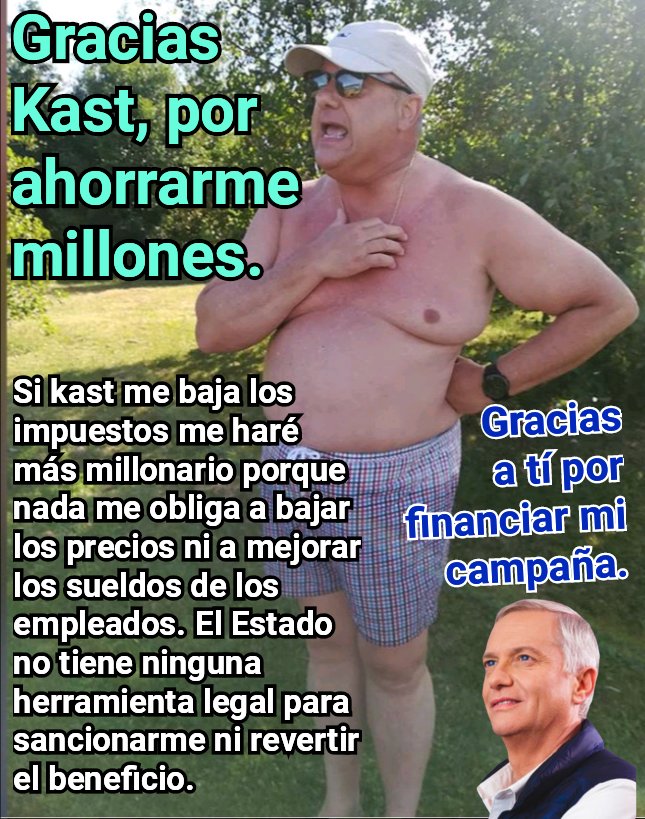 Incorru47125032's tweet photo. Digamos q kast le baja los impuestos al guatón del gas, ¿Uds creen q gasco va a invertir ese ahorro en expandir el negocio y dar más empleo?🤔
Por supuesto q NO, sólo van a meter más dinero al bolsillo pq esa empresa ya no puede crecer más en Chile pq el mercado está "SATURADO". https://t.co/9oVbjgTgig
