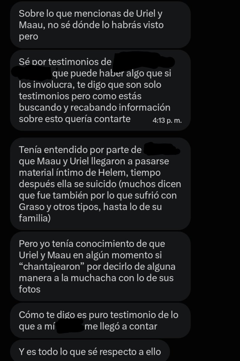 Danjugo_0's tweet photo. Alguien me ha dado más información donde involucra a Maau y Uriel en chantaje junto a compartir contenido íntimo de Helem, según este testimonio https://t.co/JEp9DTgGwX