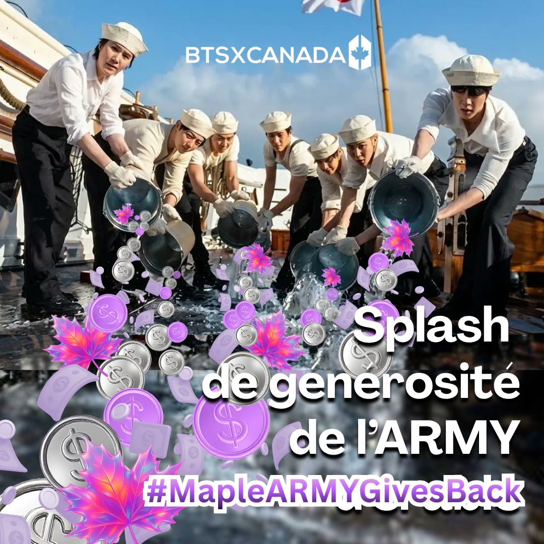 BTSxCanada's tweet photo. To celebrate BTS's long-awaited return to Canada, let's join hands and create waves of kindness together! 🤝💜

Pour célébrer le retour tant attendu de BTS au Canada, unissons nos efforts pour faire des vagues de générosité tous ensemble. 🤝💜 

#MapleARMYGivesBack https://t.co/bniyj7jUQo