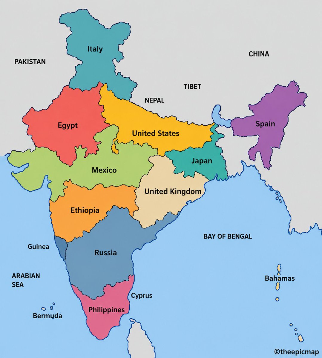 theepicmap's tweet photo. India holds population of all these countries in that space 🤯 https://t.co/nyzgqlvefq