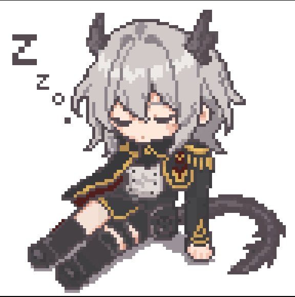 retasmaki's tweet photo. アイコン用にすやすやタルラちゃん作りました
今後もドッド絵を描きたいと思います

悩みはイベントやってて、ストーリーが8章で止まってるところです！

#アークナイツ
#アークナイツ勢と繋がりたい https://t.co/arTeniVlLs