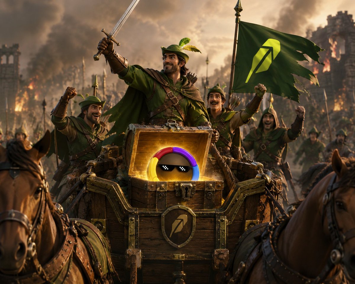 jamesjoladep_'s tweet photo. ONCE UPON A BATTLEFIELD… 🤔

The old kings are falling. Their castles burn. Smoke fills the sky. And right through the middle of the chaos, a band of green-cloaked legends comes charging on horseback, laughing like they already won.

They’re not carrying gold.  
They’re not carrying swords for the sake of it.  

They’re hauling one glowing treasure chest… and inside it sits the coolest little guy you’ve ever seen. Brown, unbothered, rocking pixel sunglasses and a rainbow ring like he owns the entire timeline.

That little guy is $MEMESTOCK.

This is Robinhood lore in its purest form.  
The same rebellious energy that turned regular people into a force Wall Street never saw coming.  
The same spirit that made “meme stocks” a global movement.  
Now stripped down to a single ticker and brought onchain for the next chapter.

No charts needed.  
No long explanations required.  
One look at the image and you already feel it.

Buy it for the meme.  
Hold it for the stocks.

The merry men already did the hard part.  
They stole the legend and put it on a wagon.

@MEMESTOCKonHOOD @RobinhoodCrypto
