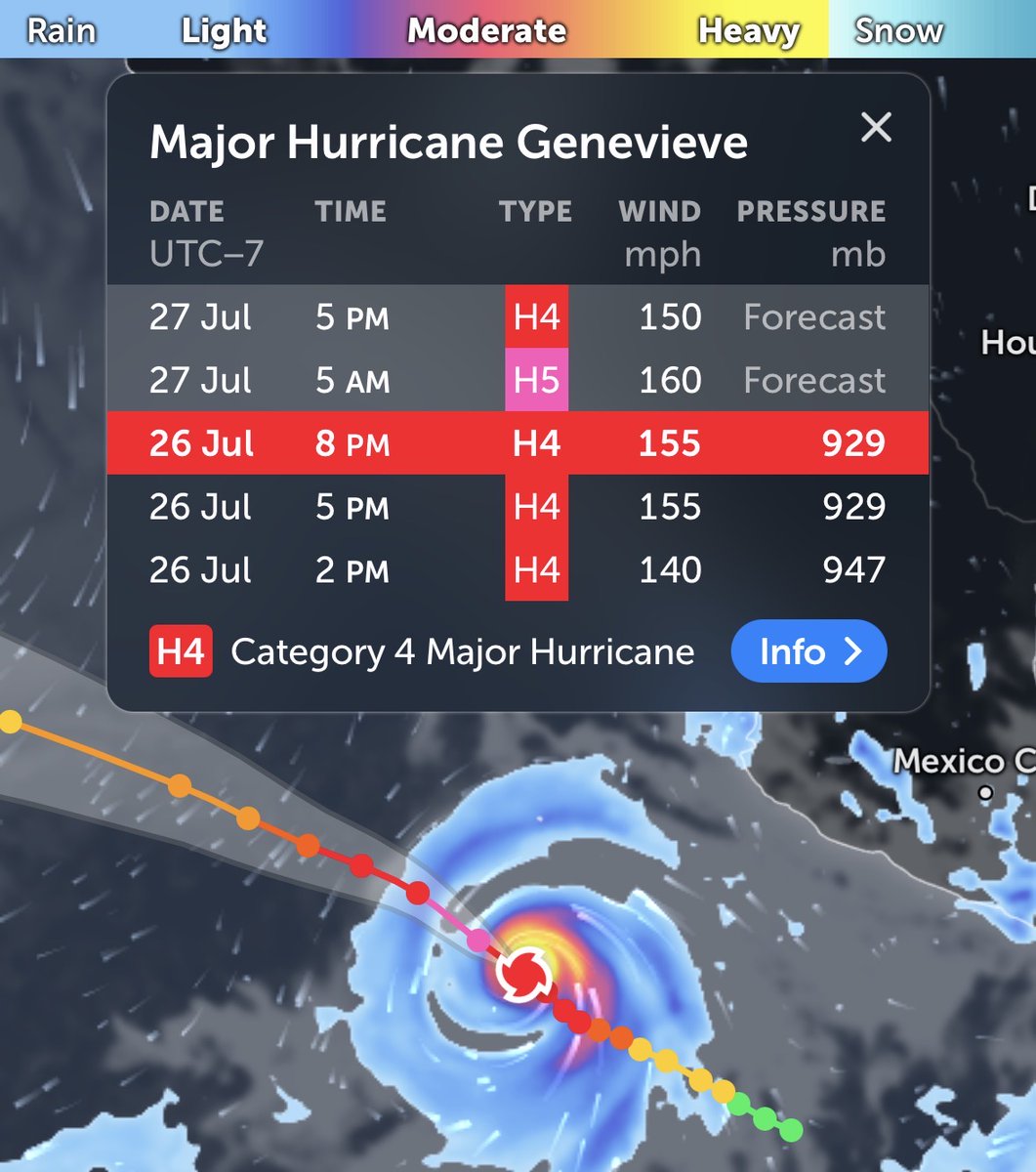 SevereWeatherHQ's tweet photo. We have a double category 5/super typhoon event coming for the Pacific Ocean this week.

Major Hurricane Genevieve is expected to become Category 5 by Monday at 5am PDT

Tropical Depression 12W is expected to become Super Typhoon (Cat 5) by Thursday at 5pm PDT

#epac #wpac https://t.co/vClPsCloBe