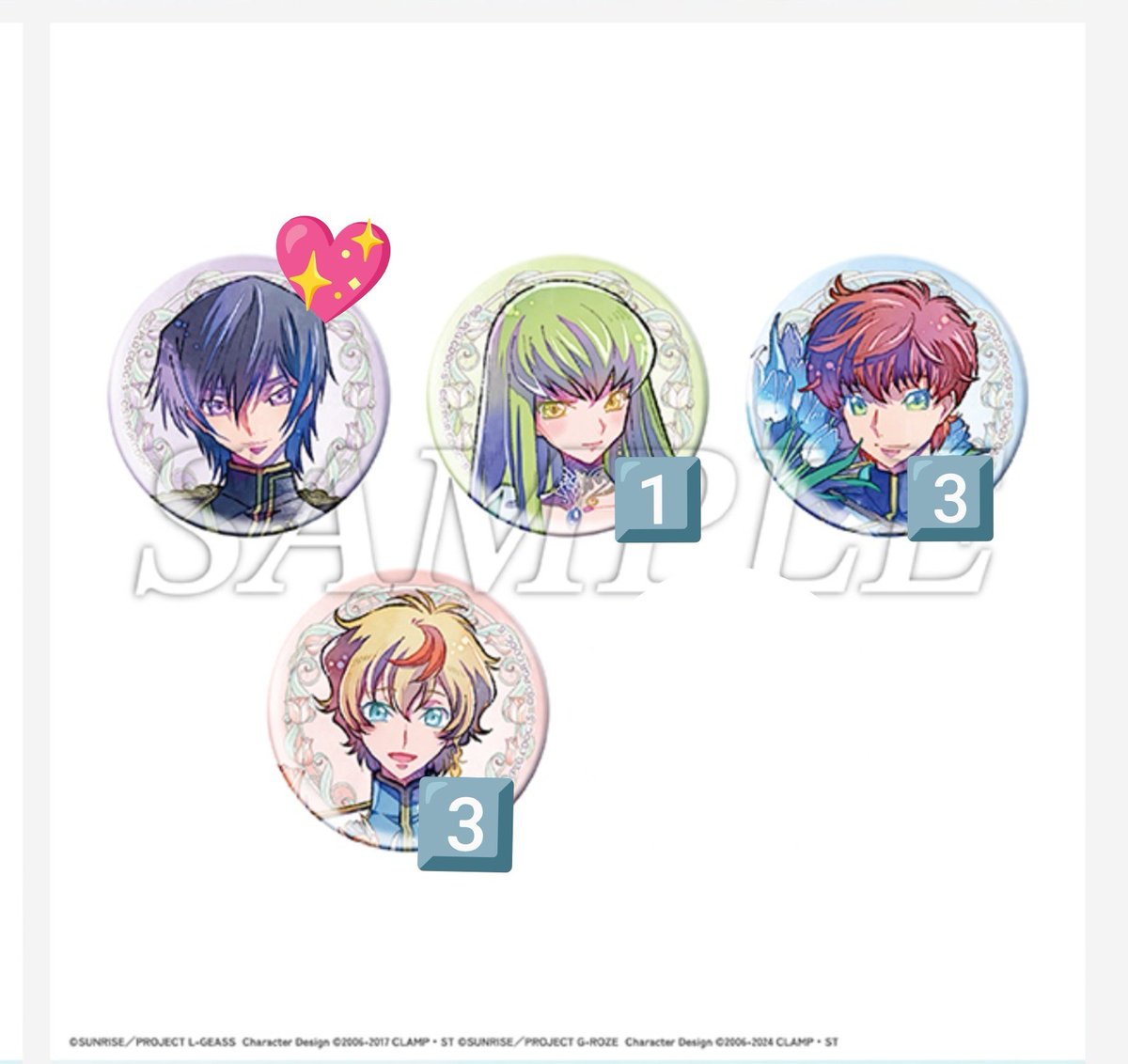 交換/譲渡】コードギアス 20周年 展示会 キャラバッジ コレクション 缶