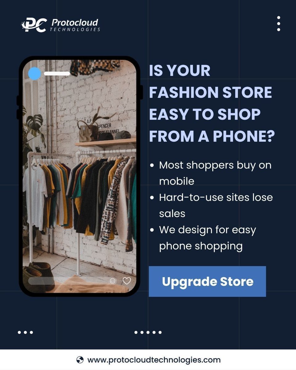 protocloud_tech's tweet photo. Your customers are shopping on their phones,can your store keep up? 

-Ready to upgrade your online store?  DM us today!

#FashionEcommerce #OnlineStore #WebsiteDevelopment #ShopifyExperts #FashionBrand #EcommerceDevelopment #MobileCommerce #SmallBusiness #ProtocloudTechnologies https://t.co/p7yMQxUhNp