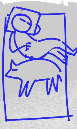 EzoYamazaki00's tweet photo. 「犬にベッドを奪われる図」をアシさんに説明した時の雑ラフです https://t.co/FXonLMEyGi
