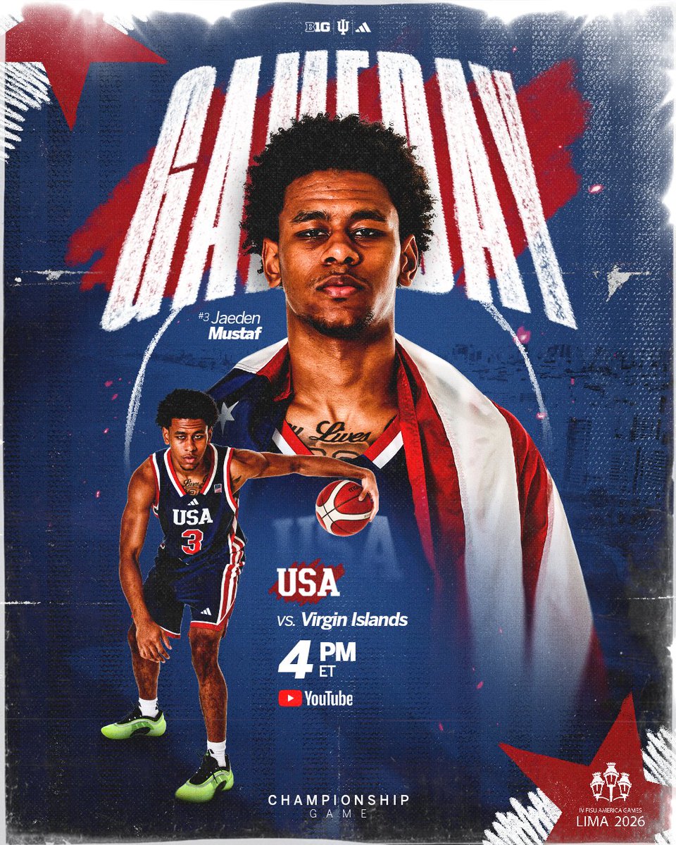 IndianaMBB's tweet photo. The battle for a gold medal.

🆚 Virgin Islands
⏰ 4 p.m. ET
📺 https://t.co/9N6Gn3rJ9w
📍 Lima, Peru https://t.co/J2IMb8t1u0