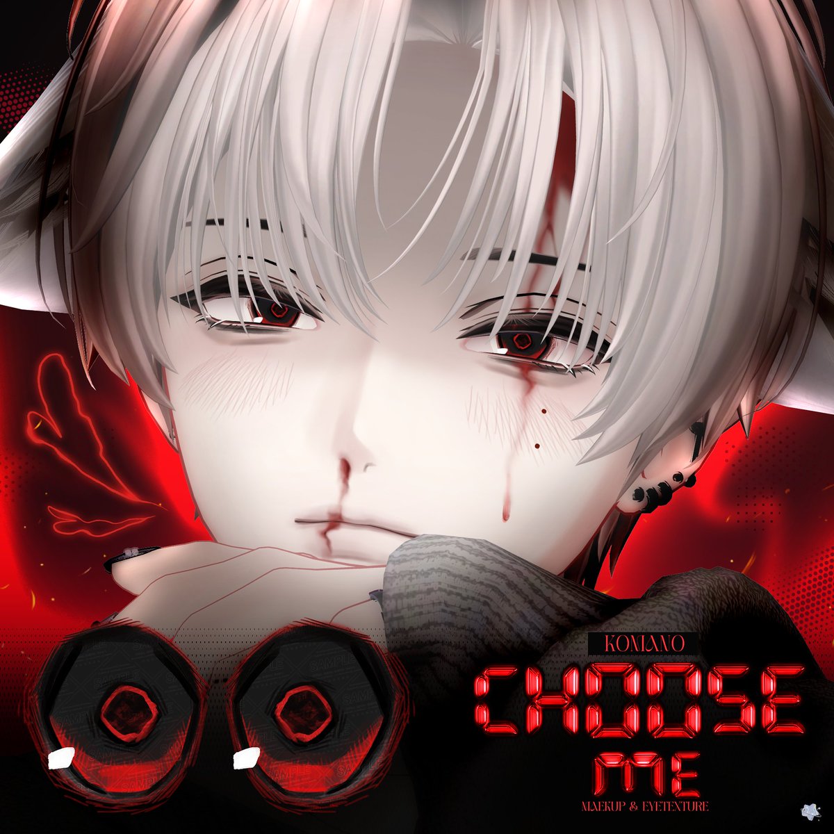 Gyeom_S2_S2's tweet photo. 🫀[狛乃/Komano] Choose me ~ Make up Texture + Eye Texture🫀

あなただけを愛するヴァンパイア、コマノメイクアップを発売しました🦇 カットタトゥーと血痕はon/offが可能です❤️‍🩹

🗓️ 【Sale】 2026 . 07 . 27 ~ 2026 . 08 . 01
Full Pack : 700JPY -> 500JPY

🎁 【Event】 08/02 抽選! 
抽選で[RT+Follow]をしてくださった3名様に該当アセットをプレゼントします

🔗: https://t.co/bTpRVnwmCt
🔗: https://t.co/bTpRVnwmCt