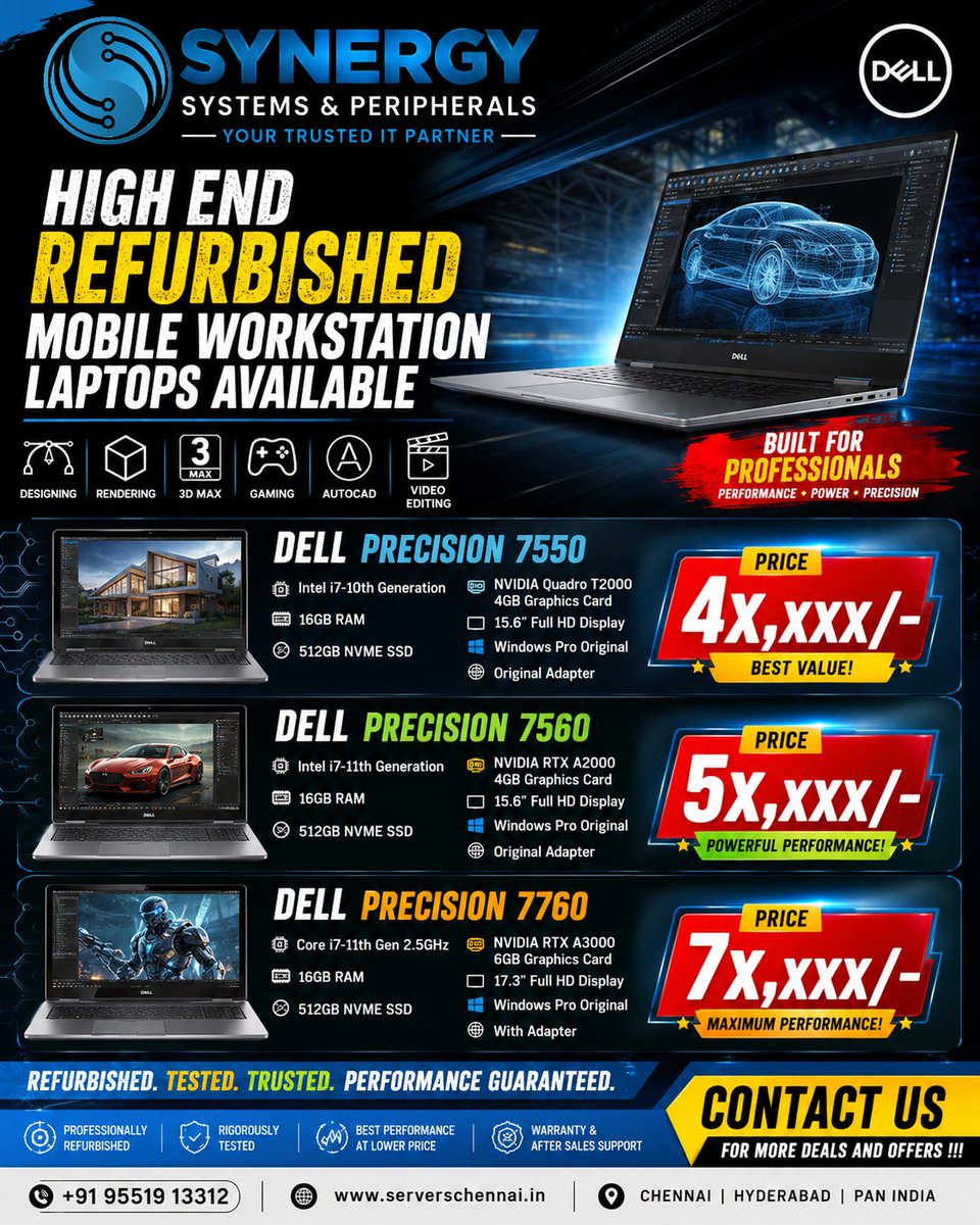 synergysystem_'s tweet photo. 🚀 Power Meets Performance – Without the Premium Price! 💻🔥

Upgrade to a High-End Refurbished Mobile Workstation built for professionals who demand performance.

💯 Professionally Tested
🛡️ Warranty Available
📩 DM 

Contact - +91 95519 13312

#RefurbishedLaptop #synergy https://t.co/KYcD2wmPUV