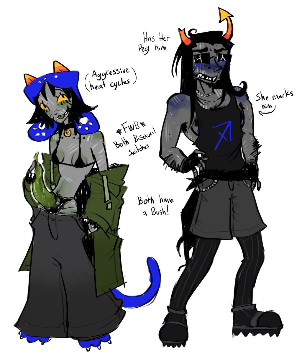 limerenc3's tweet photo. repost with my personal headcanons ^-^with Nepeta and Equius
they don't have a matesprit ...but heat/rut cycles get so bad you need your moirail to stabilize you!

#homesmut #meowrails #equinep #nsfwart #nsfw #strap https://t.co/7BsP6aM8Xa