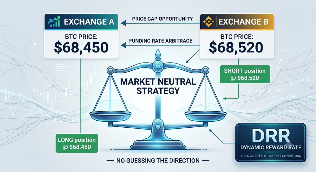 web3ninjer's tweet photo. Crypto yield without guessing BTC’s next move.

@basis__pro uses a Market Neutral Strategy to capture CEX price gaps and funding rate differences. Its DRR (Dynamic Reward Rate) fluctuates with market conditions not a fixed yield.

Reply: https://t.co/GQzNRZ3RZa https://t.co/j3e8v8w6Jj