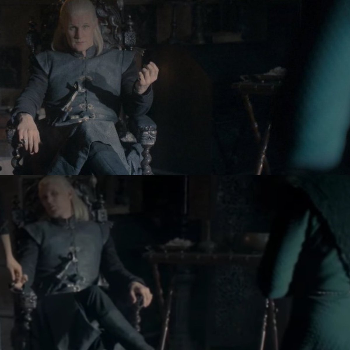 smithcelblondie's tweet photo. Rhaenyra and Daemon hitting the same pose when that annoying Hightower shows up 😭 https://t.co/rmyQ2YHsga