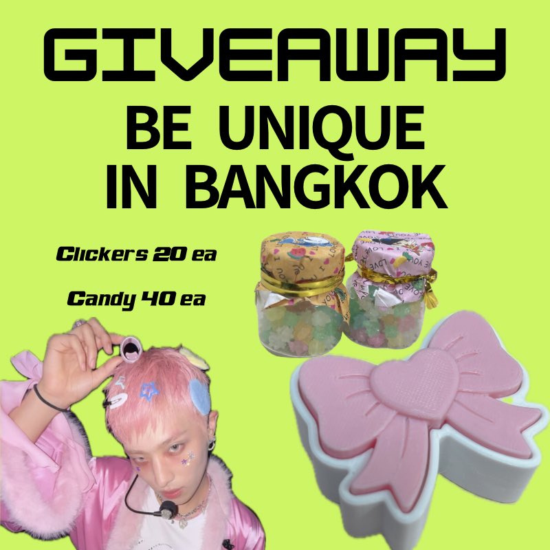 whan_notsweet's tweet photo. Giveaway 
BE UNIQUE in BANGKOK

📅 : 22 Aug 2026
🕐 : TBA
📍 : The Mall Lifestore Bangkae

CANDY 40 ea
CLICKER 20 ea (for แม่น้องแหม่ม พ่อบ้านแคนาเดี้ยน)

#BEUNIQUEinBANGKOK
#P1Harmony2026AsiaStage https://t.co/RQ8CRGNF8o