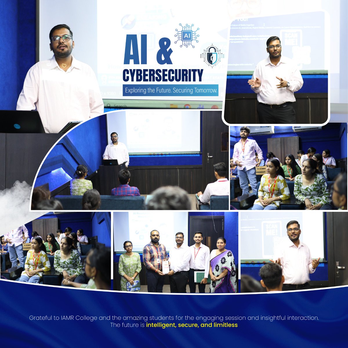 Dr_YChaudhary's tweet photo. It was an absolute pleasure to deliver a guest lecture on artificial intelligence &amp; Cybersecurity at IAMR Group of Institutions, Ghaziabad.
#GuestLecture #ArtificialIntelligence #Cybersecurity #AI #Technology #FutureSkills #Innovation #Education #TechTalk #CareerGuidance #IAMR https://t.co/cFzodjuOHN
