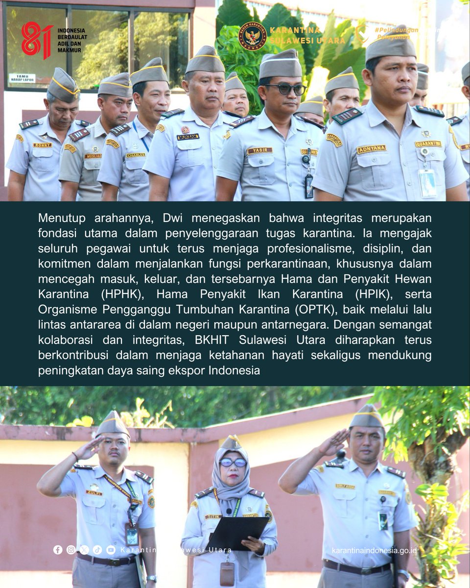karantinasulut's tweet photo. Lab #KarantinaSulawesiUtara Raih ISO dan Alat Baru, Ketua Tim Karantina Tumbuhan Apresiasi Saat Apel Pagi

#KarantinaIndonesia @BarantinRI https://t.co/A4IXSrwKxz