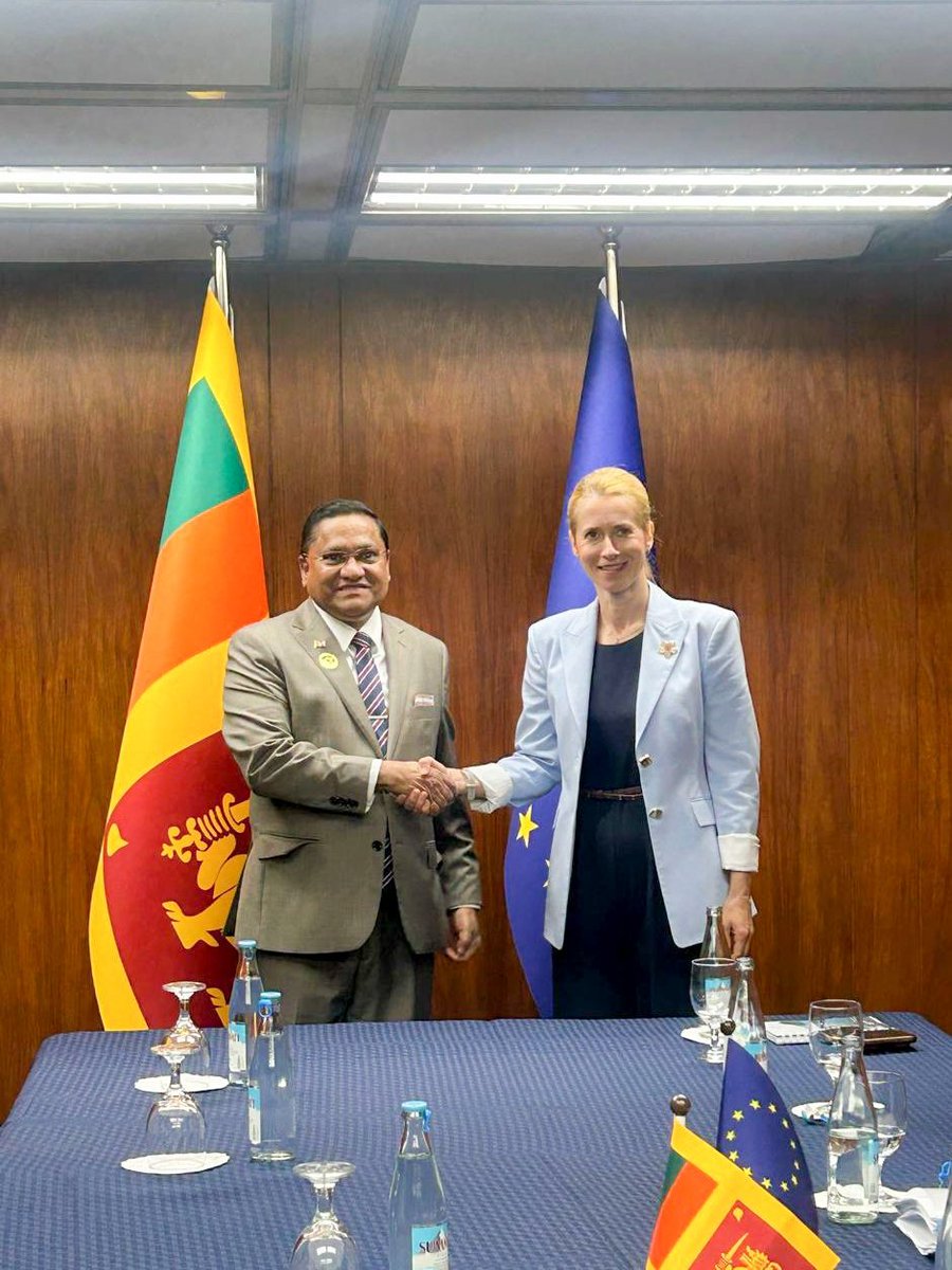 HMVijithaHerath's tweet photo. Had the opportunity to meet High Representative and Vice President of the European Union, Kaja Kallas on the sidelines of ARF 2026 in Manila. 
Our talks centered around new avenues for economic cooperation with EU and our continued engagement under EU GSP Plus framework.
 
We also exchanged views on a wide range of regional and global development.