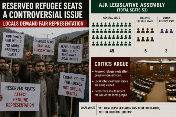 PoJKInsights's tweet photo. Reserved refugee seats remain a controversial issue, with critics arguing that they affect genuine representation of local voters. #FreePoK https://t.co/ZwJVUAT3XK