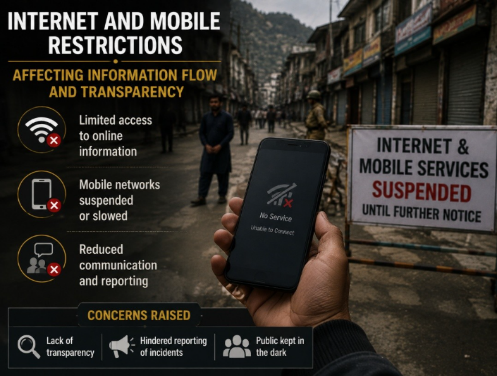 PoJKInsights's tweet photo. Internet and mobile communication restrictions have affected information flow and raised concerns about transparency during the unrest. #FreePoK https://t.co/Z8hOdJCtee