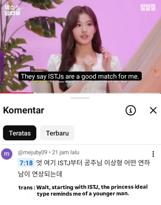 sillyycattt's tweet photo. rewatch fridge interview Sana bareng Dex dua tahun lalu, baru sadar Sana ada blg dia cocok sama ISTJ trus ada yg komen gini😂(no ship) pantes aja Sana ENFP cocok &amp; luwes ngobrol bareng Wonbin krn mbti Wonbin ternyata ISTJ. https://t.co/xmBVduxY0K