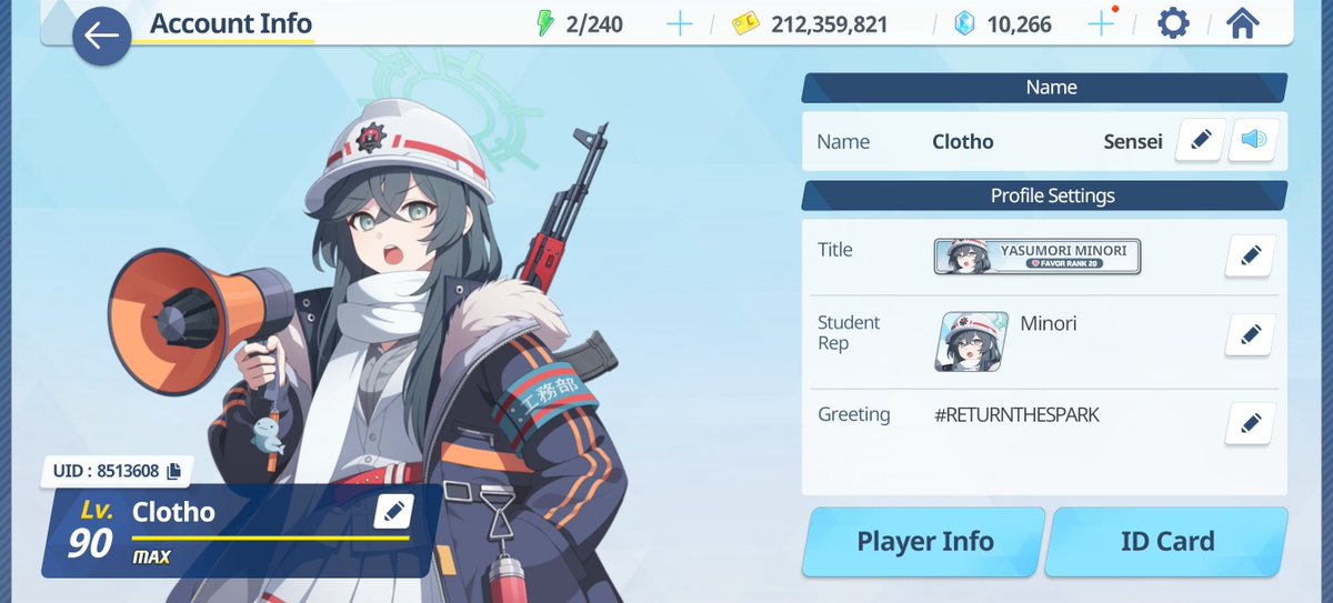 ClothovMelodiam's tweet photo. My community actually had a pretty good idea that I'm down with.

Put Minori as your Student Rep, and as your title banner if you have her.

I know that it's not something everyone can do, and I know that in the grand scheme of things it might not do anything significant.

But seeing a bunch of Minori in the game itself would at least be good to see for other Sensei showing how many of us don't want these changes. 

#BlueArchive #ブルーアーカイブ
#RETURNTHESPARK