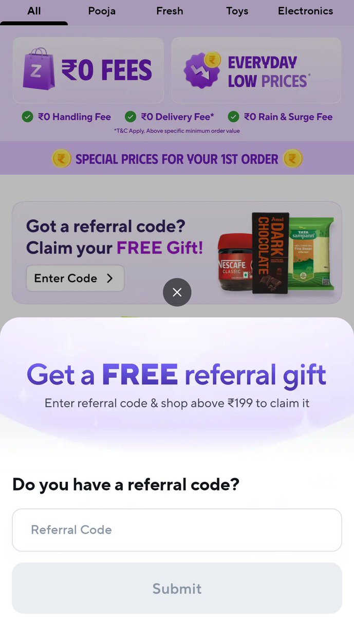 BhagyashRe99's tweet photo. Any one have Zepto refferal code ?? https://t.co/UeNv1MUNtW
