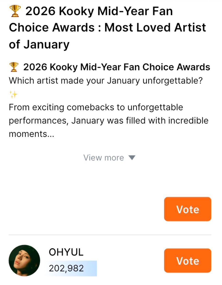 studio2yulz's tweet photo. Donβt forget to cast your votes for #OHYUL on Kooky app for the 2026 Kooky Mid-Year Fan Choice Awards: Most loved Artist of January! Final Battle Round ends on July 29. Letβs win this for him! π€
#studio2yulz https://t.co/YHDowew718