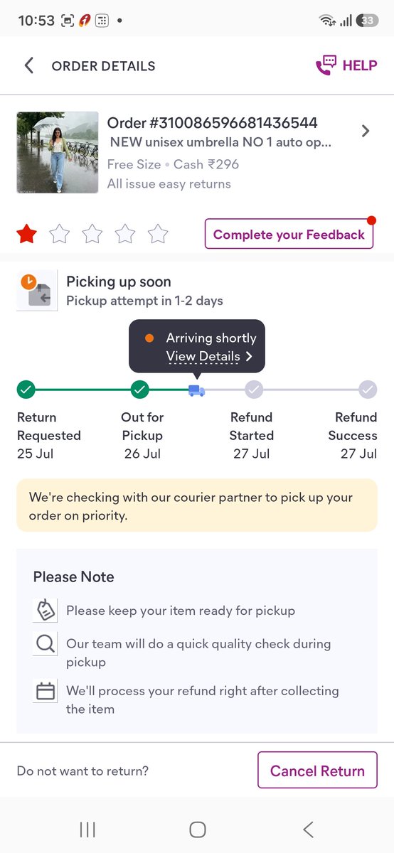 twitoutbikram's tweet photo. Pick up service Valmo is denying pick up for last 2 times. Stating they dont have a flyer of this height...they are asking to put it on Shadowfax..CS team says they cannot...please arrange refund and then do whatever you guys want
@meesho_support https://t.co/y0Lj6jrvqp
