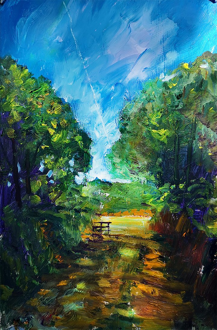 ChrisBilton3's tweet photo. #summershadows #paintingtheweather #acrylicpainting #pleinairpainting #artinsouthyorkshire #paintingoutside #directobservation #landscapepainting #southyorkshire #biltonart #opencountry #trees #clouds #allaprima #clarifiedimpressionism #expressiverealism #pleinair https://t.co/Jz1IFeVGBw
