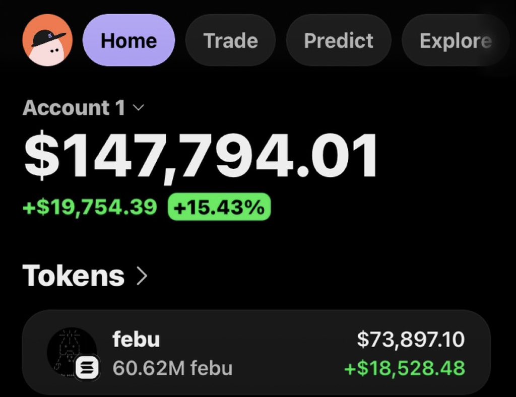 Alpha_calls10's tweet photo. $febu is making waves printing huge profits on my Alpha telegram group🏆📊🚀

If you're in my tg group your copy trade would have been on same profit as I am.

Ca: 4ko5tSr5o3H4v1sFtjTSd9MPUW7yx5AFCpkNPoL6pump https://t.co/gVNsEcdlqi