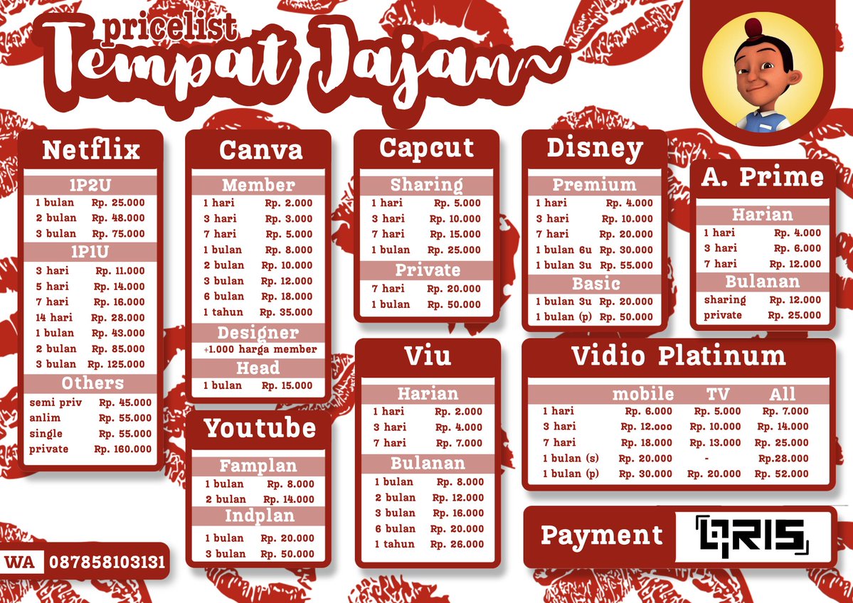 MillaEarlyta's tweet photo. GRASAK GRUSUK, WTS WTB APP PREMIUM READY ALL DURASI TRUSTED BERGARANSI!!! 

READY HBO MAX NETFLIX DISNEY+ PRIME VIDEO CANVA WETV YOUTUBE VIU IQIYI APPLE MUSIC APPMUS CAPCUT HARIAN DLL. 

TESTI ~ https://t.co/w7M09PdTQ4

YUKK SUNG ORDER KE  
☎ https://t.co/73VwNsabpc

#zonauang https://t.co/nCRdamQTMn