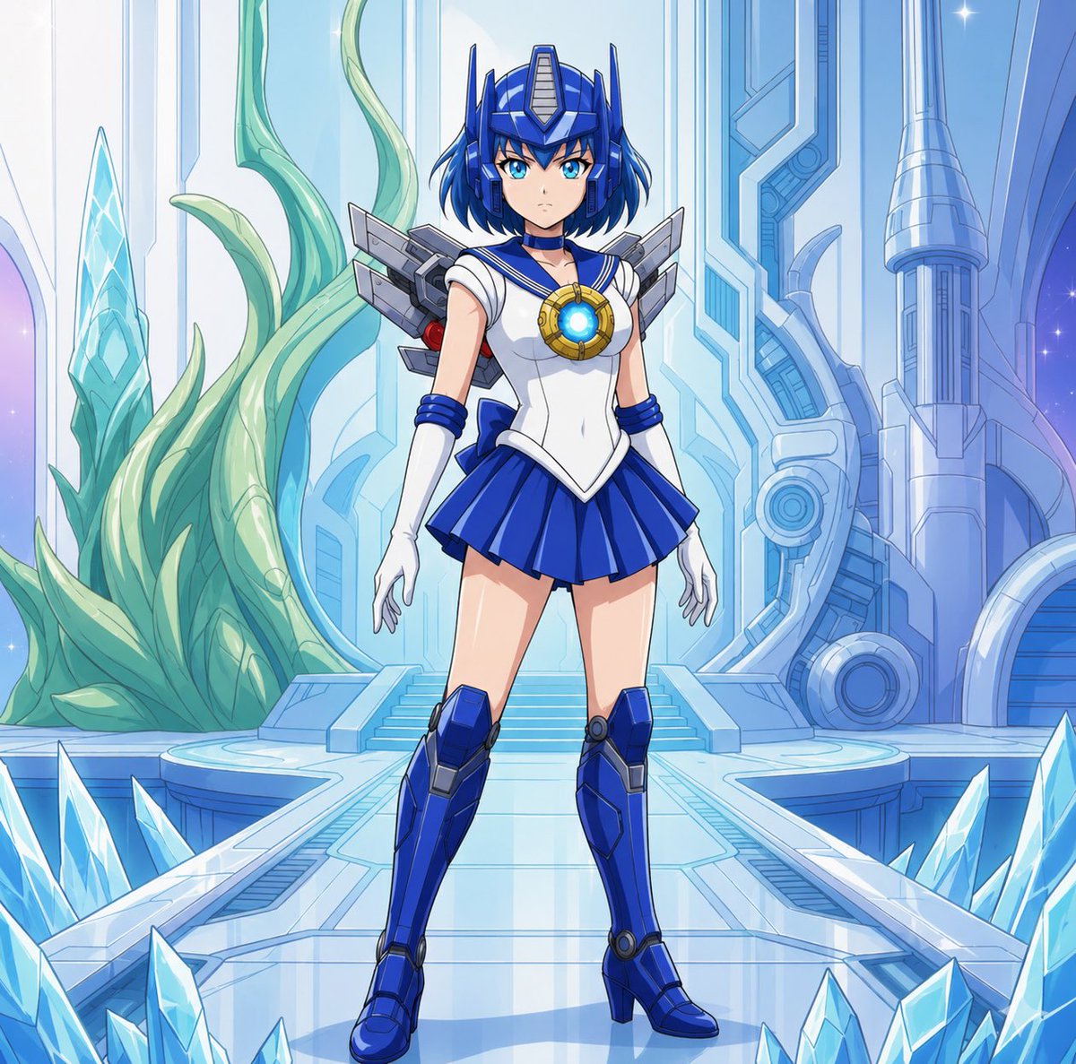 IshiroTanakaVA's tweet photo. Hey everyone, Here are upscaled renders of My #Sailor_Moon/#transformersg1 #OC Cira Elara aka Sailor Cybertron. I really want there to be an official #Crossover between the 2 since they were both animated by #Toei_Animation. Hopefully with enough fan support, @Hasbro will give https://t.co/aEweSqTFnU