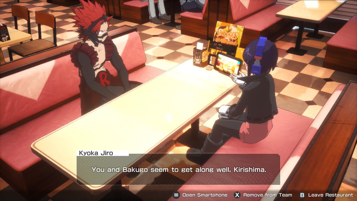 bkgsdragon's tweet photo. very funny bit about alls justice is everyone just telling kirishima that he gets along with bakugou. like yeah guys i think he knows 😭 https://t.co/n9ce5quDmK