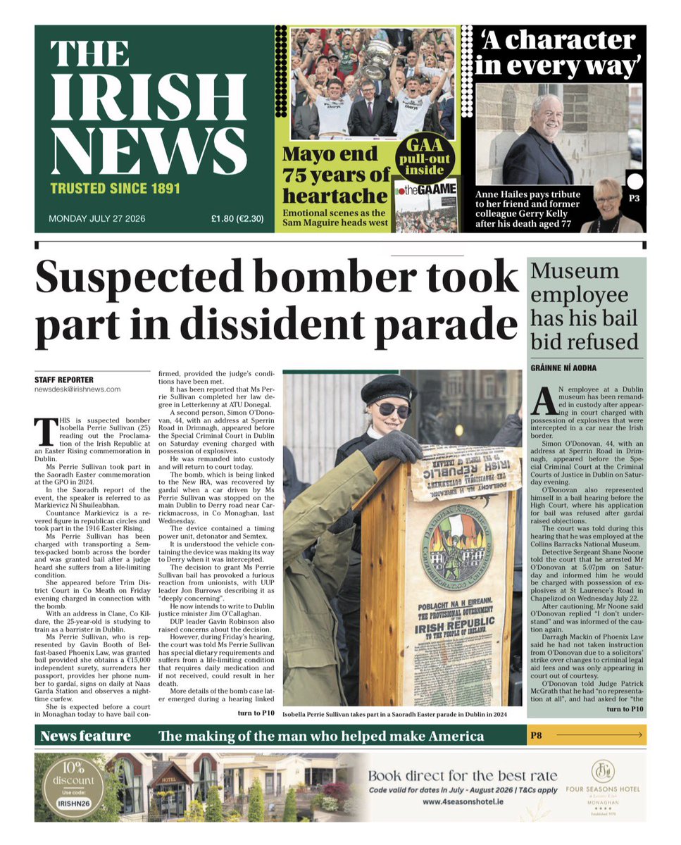 irish_news's tweet photo. The front page of today’s Irish News. https://t.co/VaSGZHvnCE