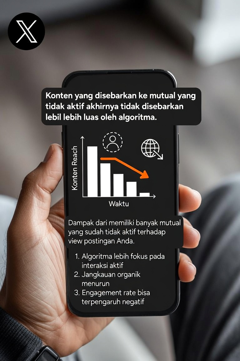 adskals's tweet photo. Kayanya salah satu hal yang bikin impresi jeblok itu banyak mutual kita yang udah gak aktif... 

Menurut Pak Nikbir, Algoritma 𝕏 yang sekarang, postingan kamu lebih di-boost ke mutual, sedangkan mutual kamu banyak yang gak aktif.. Akhirnya postingan kamu dianggap "gak menarik" sama algo jadinya gak disebar lebih luas lagi... Dan berdampak impresi jadi mandek.

Saya barusan cek manual beberapa mutual saya, ternyata banyak yang terakhir posting itu sekitar 1-2 bulan yang lalu 😭

Kemungkinan itu salah satu hal yang bikin view postingan sulit naik.