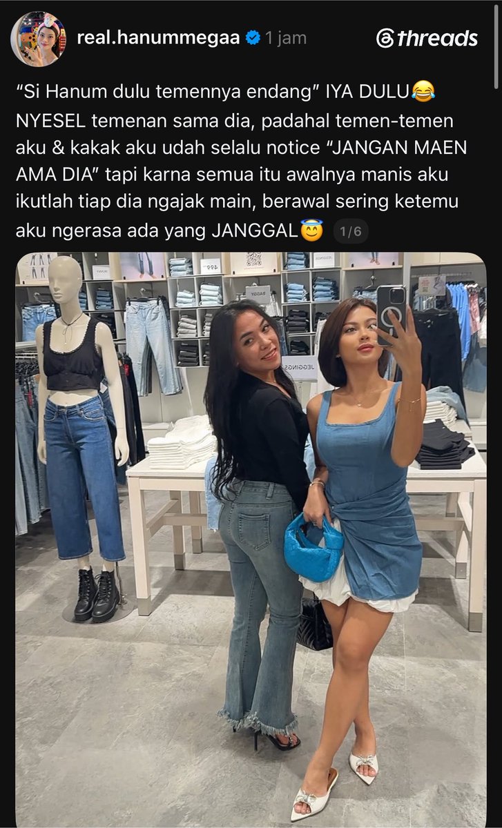 suggqst's tweet photo. Hanum Mega blak blak an kalau dia dulu adalah temen Endang Yustika

Dalam postingan di akun threadsnya, ia merasa menyesal pernah berteman dengan Endang.

“apalgi kalau bikin konten sama dia harus pakai filter berlapis, aku kelihatan kayak alien” tulis Hanum

Hanum Mega udah cantik dari sananya, kenapa harus pake filter sih Ndang Endang 😭🙏🏻