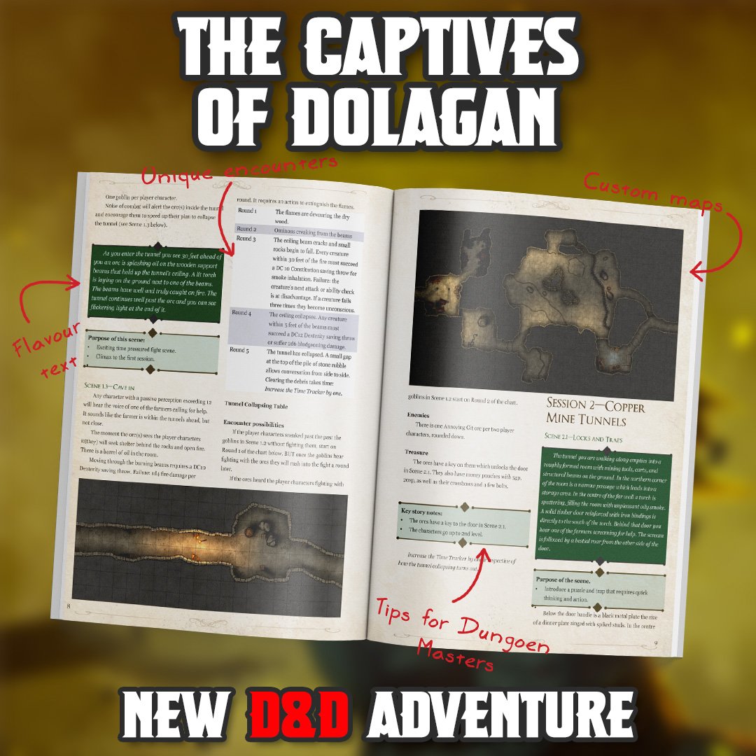 FurankyDraws's tweet photo. Captives of Dolagan by @DiceLegenz  is now available at @DriveThruRPG ! An action-packed and fast-paced campaign where time will decide the course of your path.

Get your copy now and support the New Zealand #ttrpg scene!

Cover art by yours truly!

https://t.co/Q4WdxBYqNe https://t.co/HdM6nQxxg9