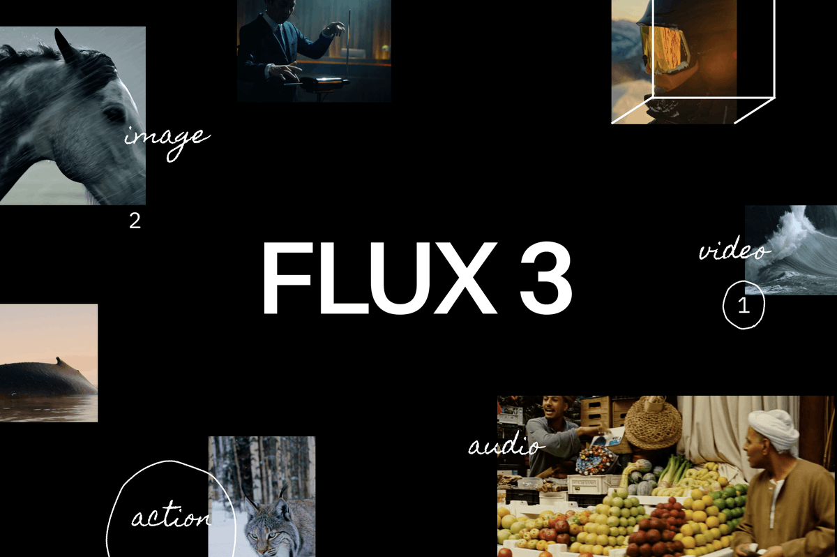 FLUX 3, 단일 모델로 이미지, 비디오, 오디오를 통합하고 로보틱스를 위한 액션 예측까지 수행합니다. 게임 체인저가 될 아키텍처, 얼리 대표 이미지