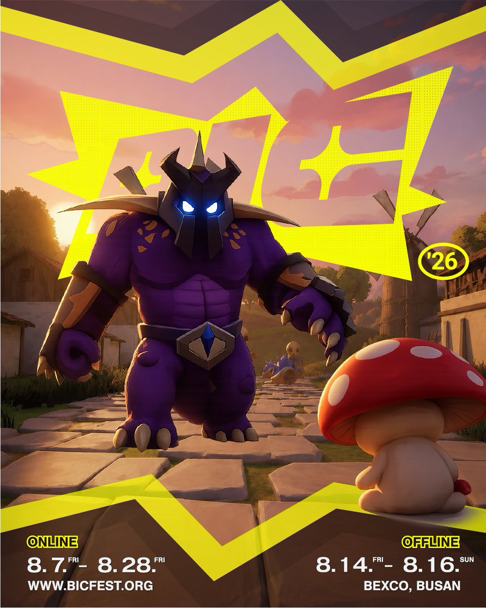 Lv_B_Games's tweet photo. 🍄 MushHero is heading to BIC Festival 2026! ⚔️🇰🇷

We’re excited to announce that MushHero will be showcased as a Public Indie title at BIC Festival 2026!

This will be the very first public gameplay test of MushHero, and to celebrate, we’re giving away BIC Festival 2026 invitation tickets to our community! 🎁

🎫 Giveaway prizes:
✨ Offline Festival Invitation × 5
💻 Online Festival Invitation × 10

How to join:
1️⃣ Follow @Lv_B_Games 
2️⃣ Like & repost this post
3️⃣ Comment “Offline” or “Online” to choose your ticket type!

Giveaway ends: July 31 (KST)
⏰ There’s not much time left, so enter now before the giveaway closes!

Come visit the Busan IT Industry Promotion Agency booth and be among the first to play MushHero!

See you at BIC 2026! 🍄⚔️
@BIC_Festival 

#MushHero #BIC2026 #BusanIndieConnectFestival #IndieGame #IndieDev #GameDev #CoopGame #Roguelite #GameplayTest