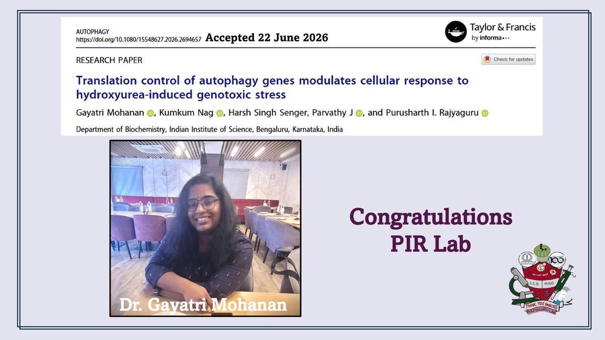 BICS_IISc's tweet photo. Many congratulations to PIR Lab
@LabRajyaguru, @rajgodhuli, @gayatrimohanan 
for their recent publications. Cheeers!!!!😃 
📷 For details, see below https://t.co/LKjSEzh0u3