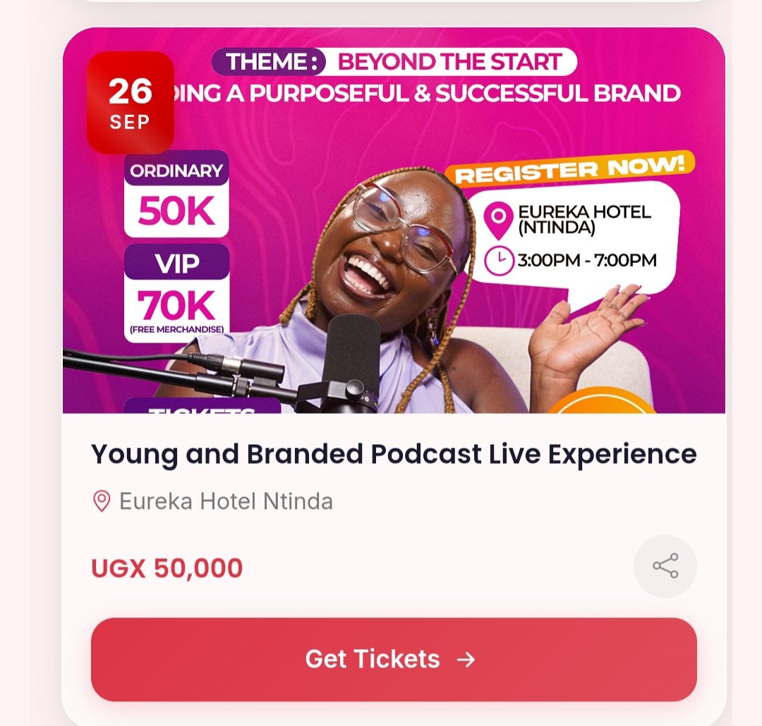 YoungBranded's tweet photo. 📍 Eureka Hotel, Ntinda
📅 26th September 2026 | 🕒 3:00 PM – 7:00 PM

🎟️ Register here: https://t.co/yS3L0wDpPC
🎫 Get your ticket: https://t.co/cC4utAHGzX https://t.co/9jQ7QoWKkK
