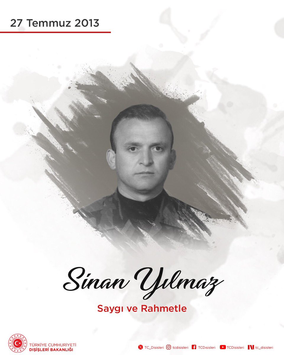 TC_Disisleri's tweet photo. Mogadişu Büyükelçiliğimizi hedef alan 27 Temmuz 2013 tarihli menfur terör saldırısında şehit olan Polis Memuru Sinan Yılmaz’ı saygı ve rahmetle anıyoruz. https://t.co/D1Ev1JhMrF