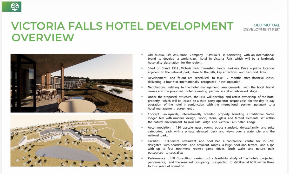 newswireZW's tweet photo. Here’s what Old Mutual Zim plans to build next:

📌 The Grange Lifestyle Estate: A US$46.2 million mixed-use development in Harare with residential, retail, restaurants, gym, car showroom, medical centre and office park. Civil works have already started 

📌 Victoria Falls hotel: Old Mutual says it is ‘partnering with an international brand’ for a new 130-room hotel near Vic Falls.

📌 Borrowdale: A mixed-use precinct featuring offices, retail, apartments, and a five-star hotel with a conference centre.

The projects are part of Old Mutual’s planned Development REIT, which will develop and own income-generating property assets.