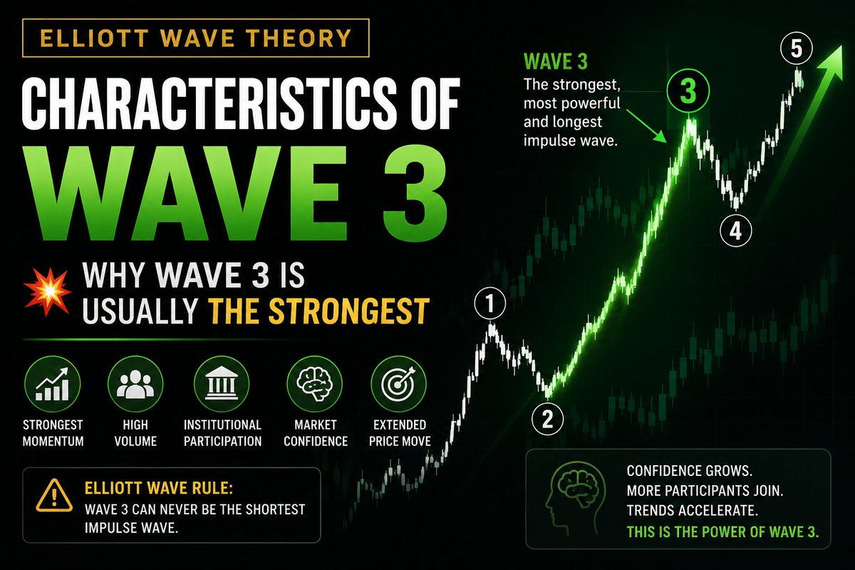 _Harrsha_'s tweet photo. 🚀 Elliott Wave Theory: Characteristics of Wave 3

#ElliottWave #Wave3 #Trading #Forex #XAUUSD #TechnicalAnalysis #TradingEducation https://t.co/mnthM76r42